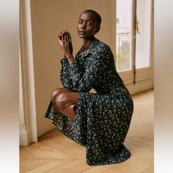 Sezane Tea Dress Navy Miranda Print - Size 6. Excellent used condition - Picture 5 of 10